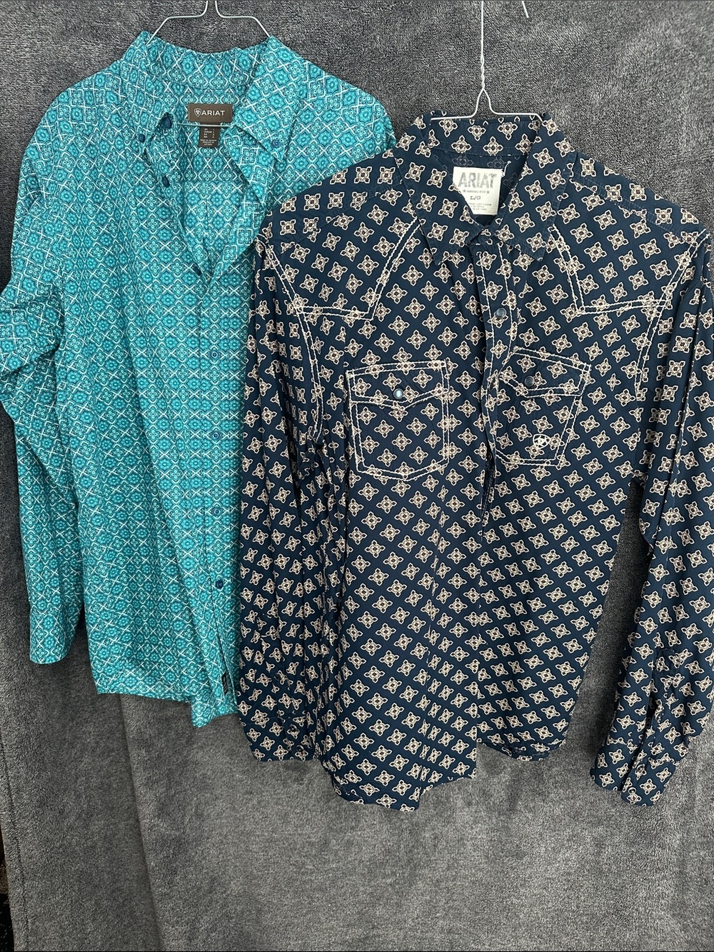 Ariat Men's Printed Button-Down Shirts in Teal and Navy
